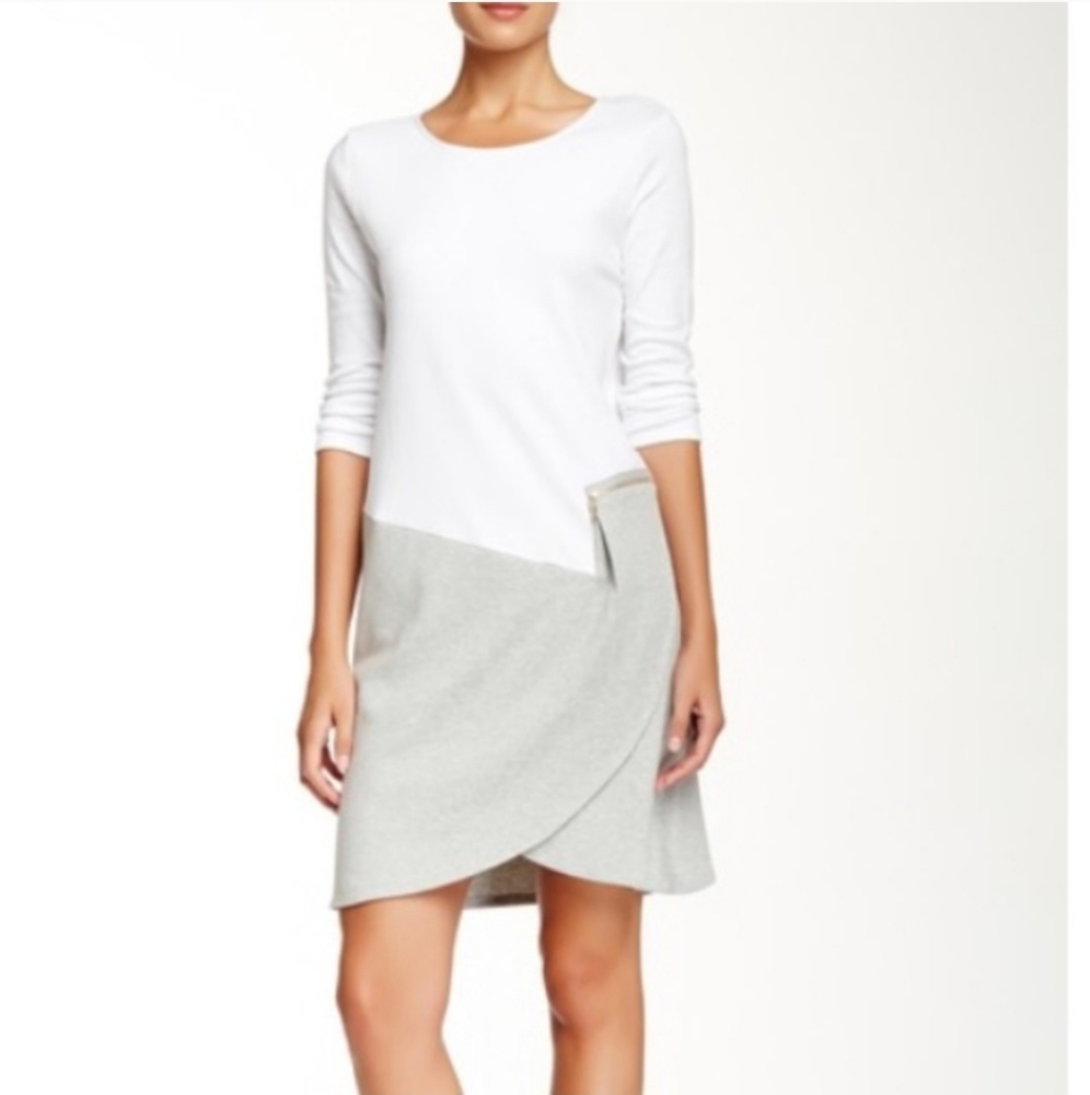 Joan Vass colorblock gray comfy dress Size Large